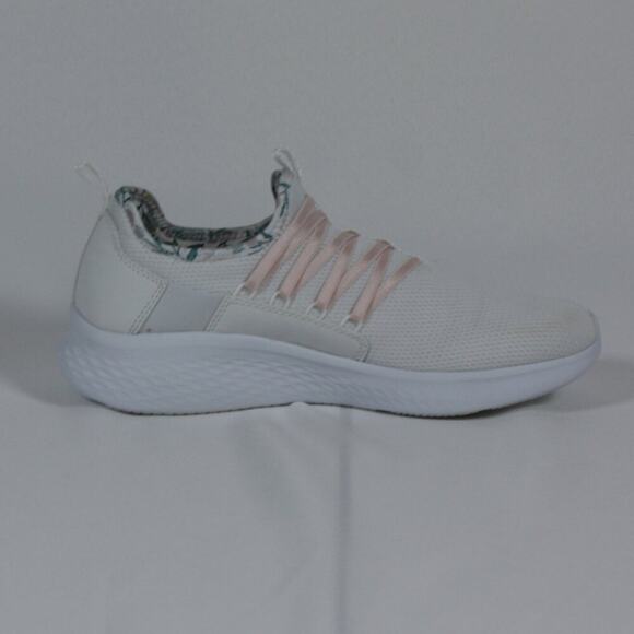 Skechers Slip On White Sneaker with Pink Ribbon Lace Size 9 - Picture 8 of 11